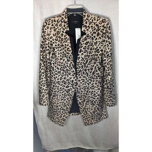 NWT Floryday Animal Print Blazer Overcoat L Large
